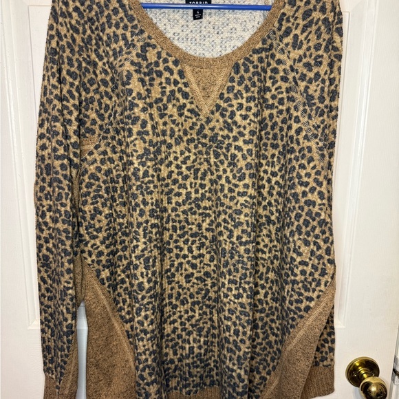 torrid Sweaters - Torrid Brown V-Neck Sweater with Animal Print